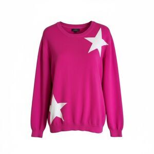 Studio Park x Alberti Popaj Intarsia Stars Pullover Sweater Pink White Size 2XL